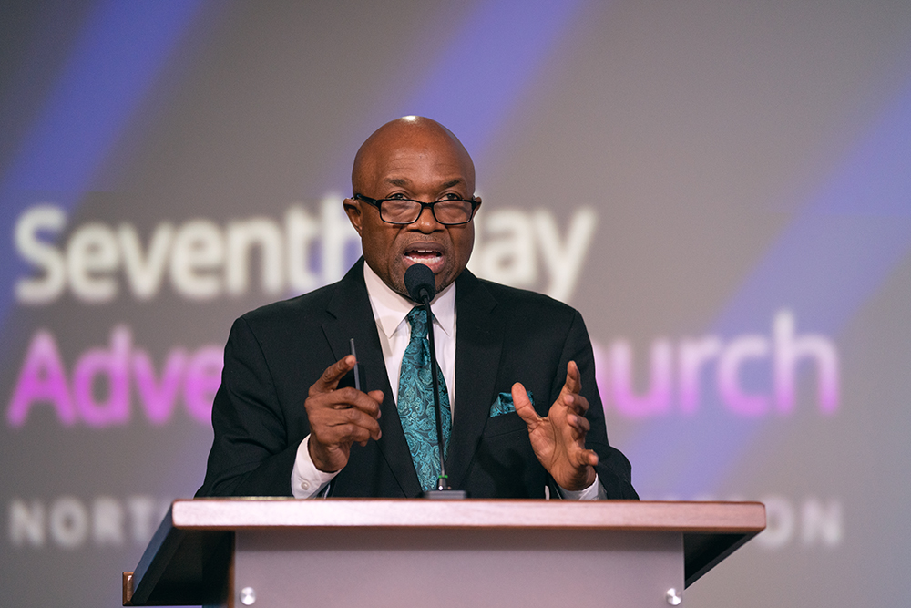 G. Alexander Bryant gives his president's report on Oct. 28, 2021, on day one of the North American Division Year-End Meeting. Photo by Pieter Damsteegt