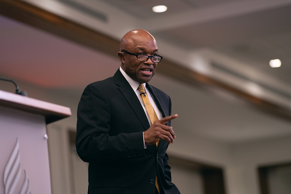 G. Alexander Bryant, NAD president, preaches during the 2022 NAD Year-End Meeting Sabbath worship service on Oct. 29. 