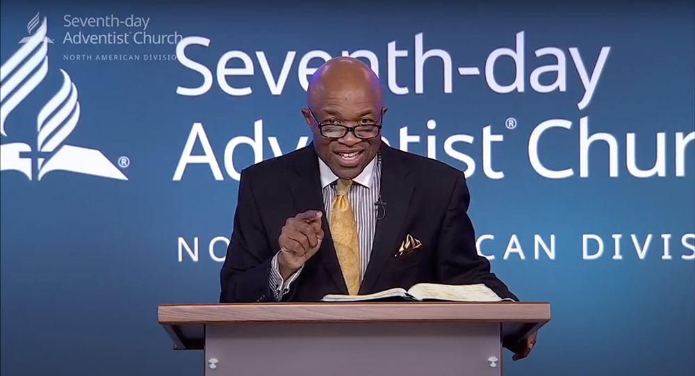 G. Alexander Bryant preaches during the 2020 North American Division Year-End Meeting virtual Sabbath worship service. Photo: screenshot