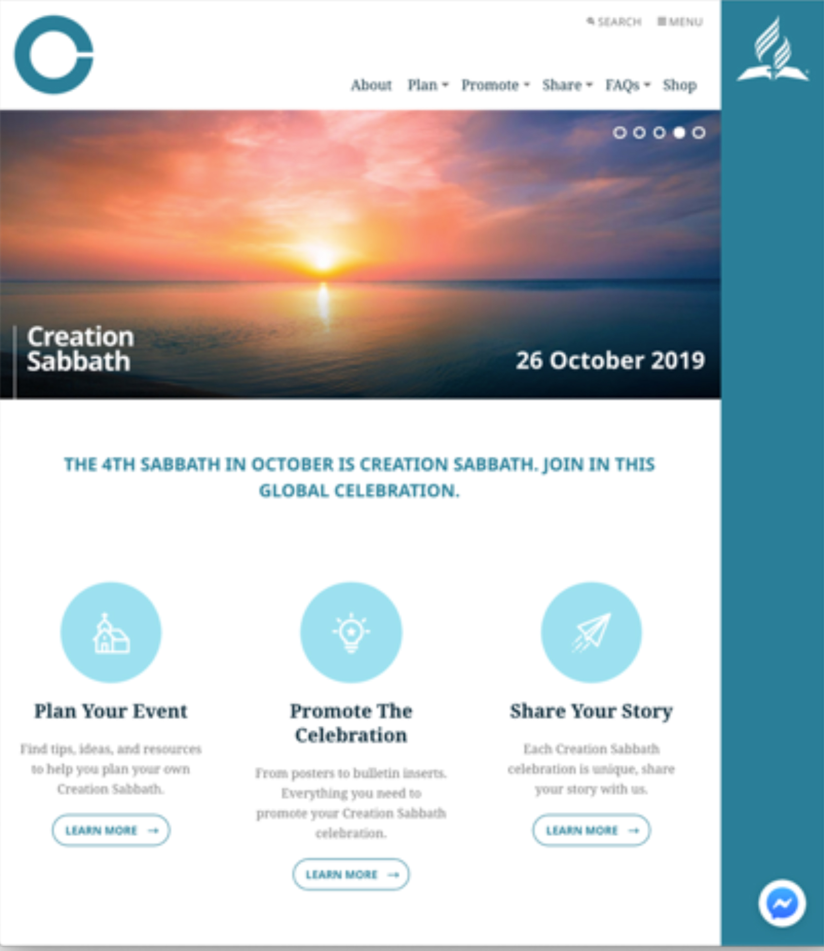 Creation Sabbath 2019 homepage