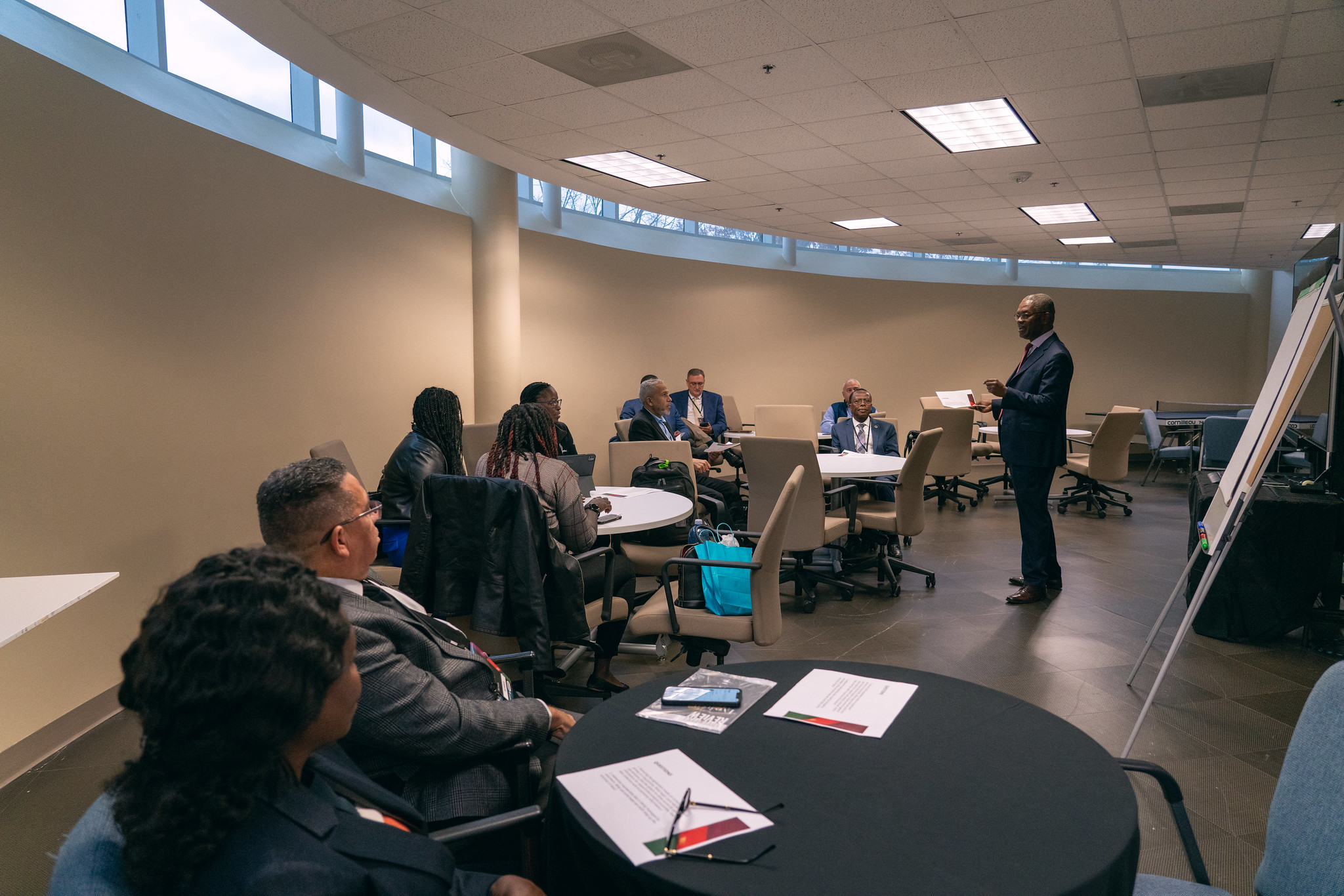 On day five of the 2022 NAD Year-End Meeting, the Atlantic Union breakout session group discusses eAdventist and membership data. Photo by Pieter Damsteegt