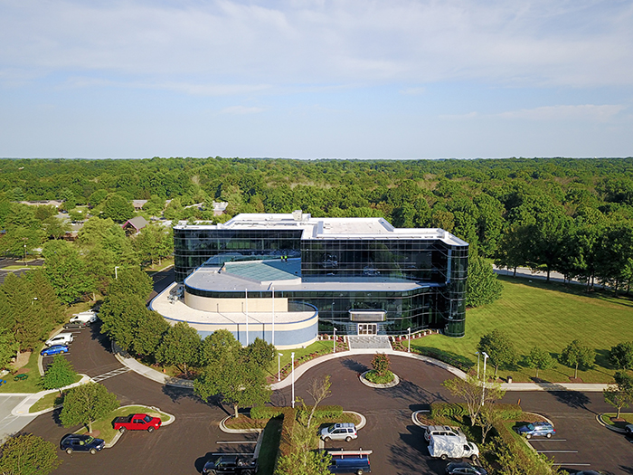 drone shot of building