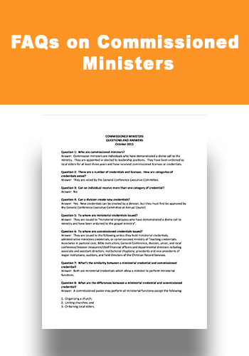 FAQs on Commissioned Ministers