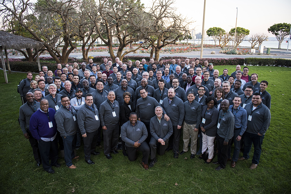 Participants at the February 2019 eHuddle gather for a photo outside their San Diego, California, meeting place.