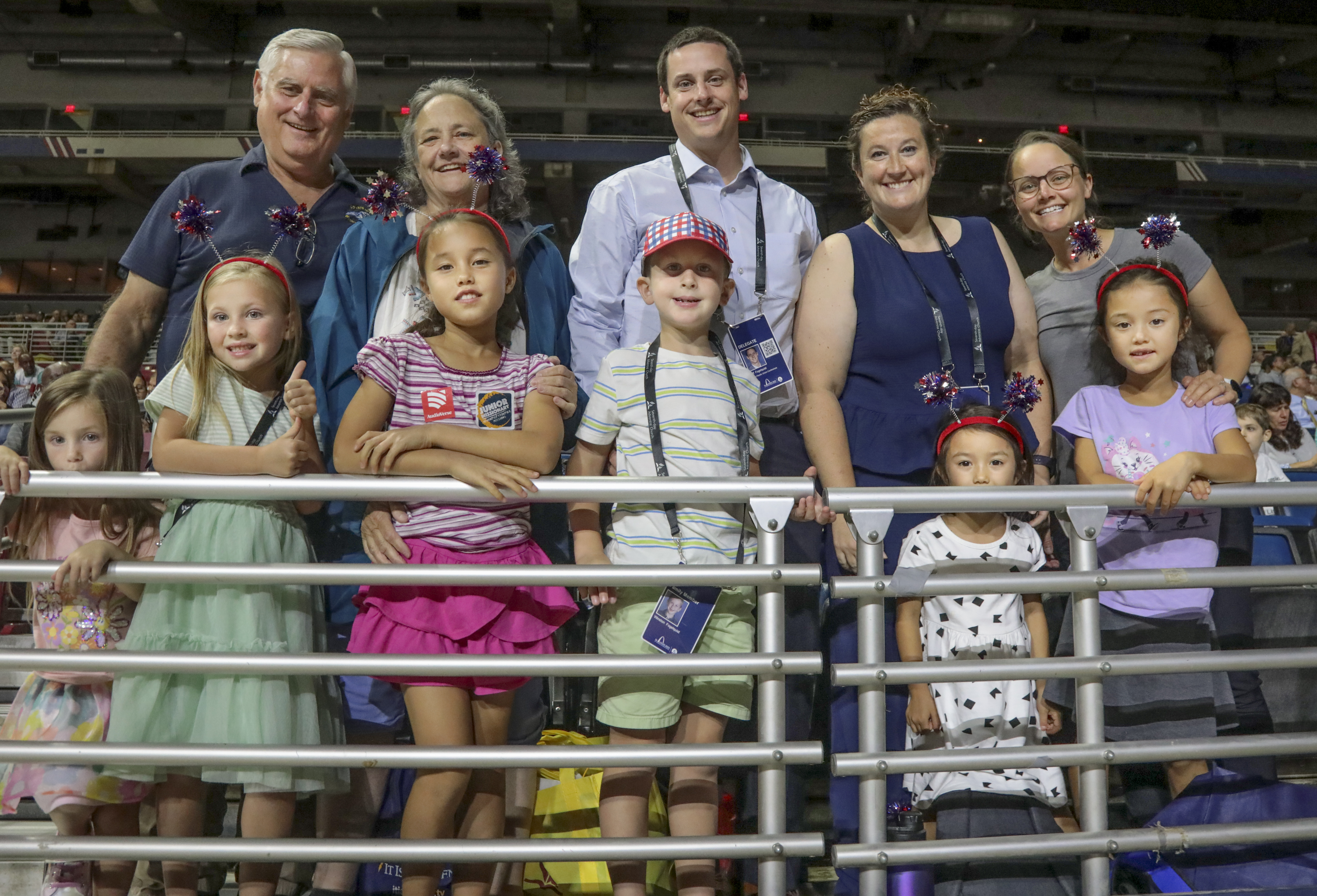 The Fogelquist family stands together at the General Conference Session, part of their family tradition.