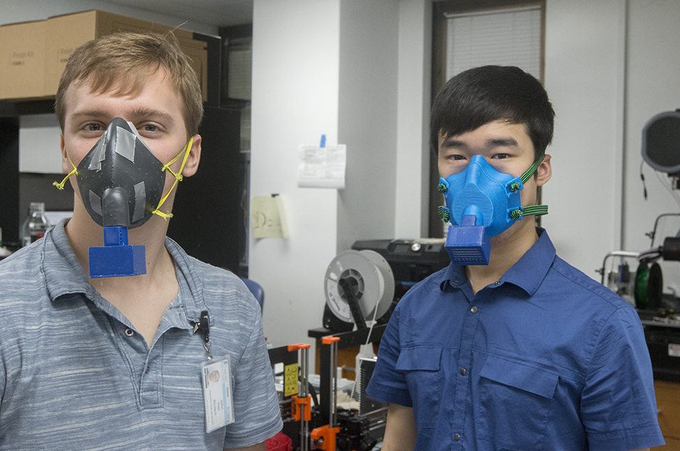 Forest Lake Academy students devise masks to use during the COVID-19 pandemic.