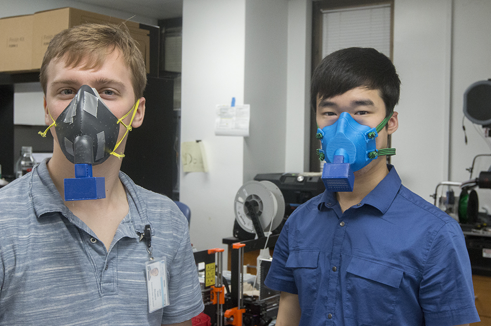 Forest Lake Academy students devise masks to use during the COVID-19 pandemic. 