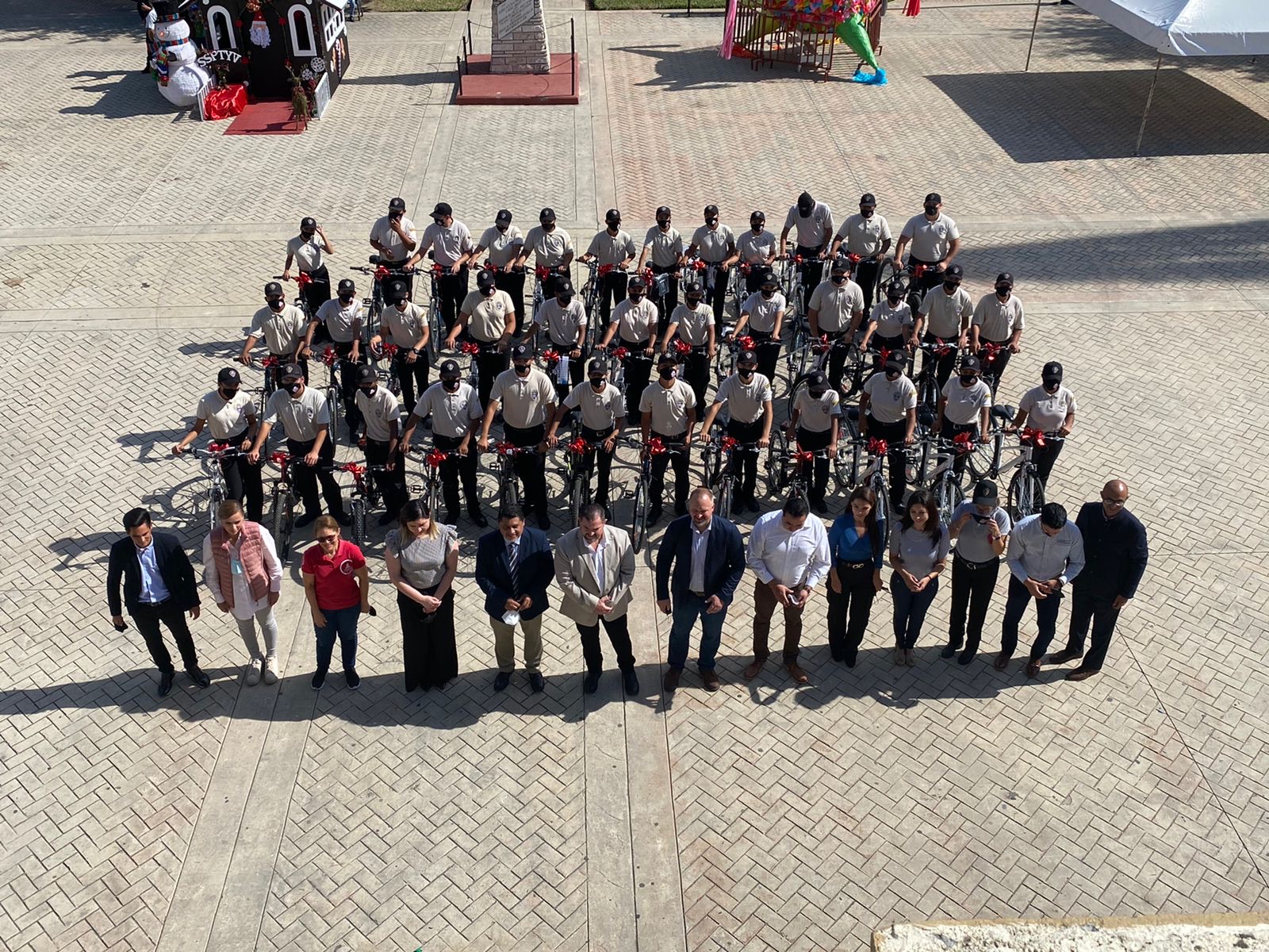 high school students receive bikes