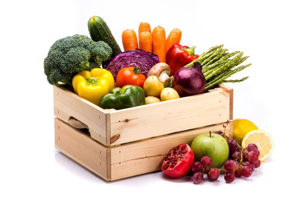 box of fruits and vegetables