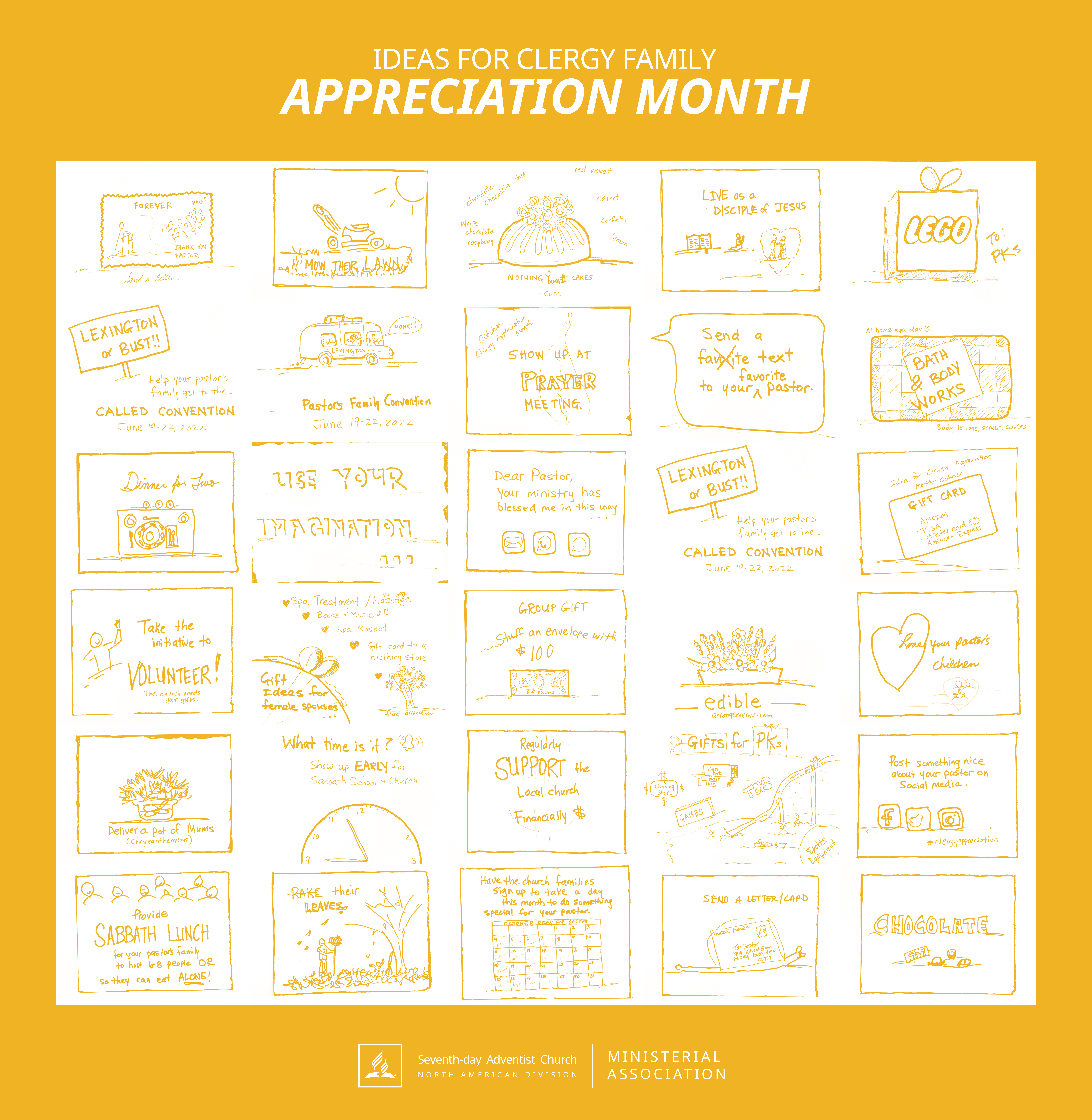 Calendar of ideas for showing pastors appreciation