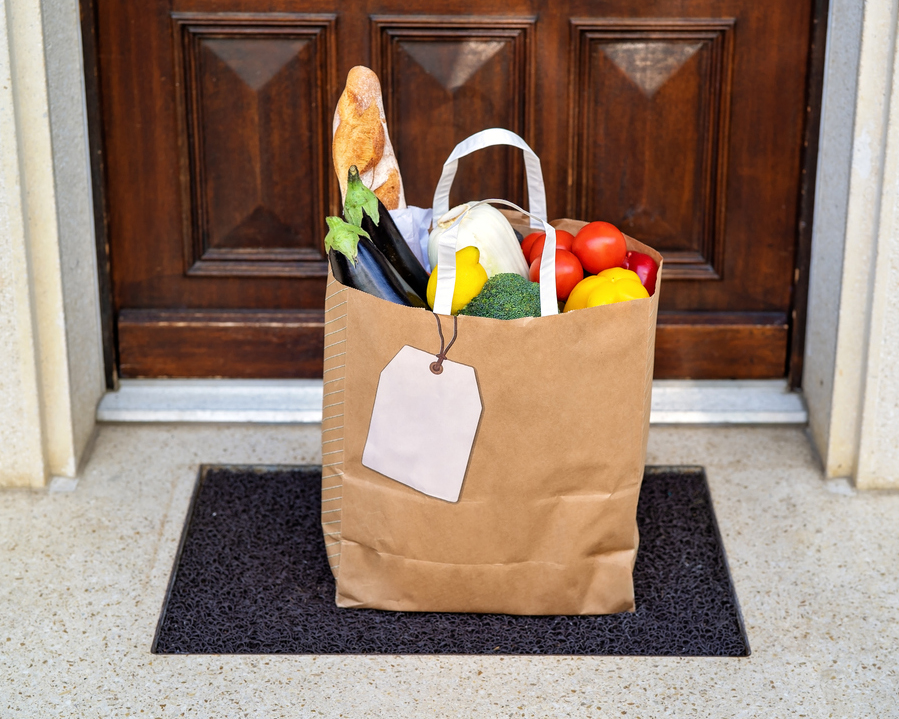stock photo of contactless grocery bag 
