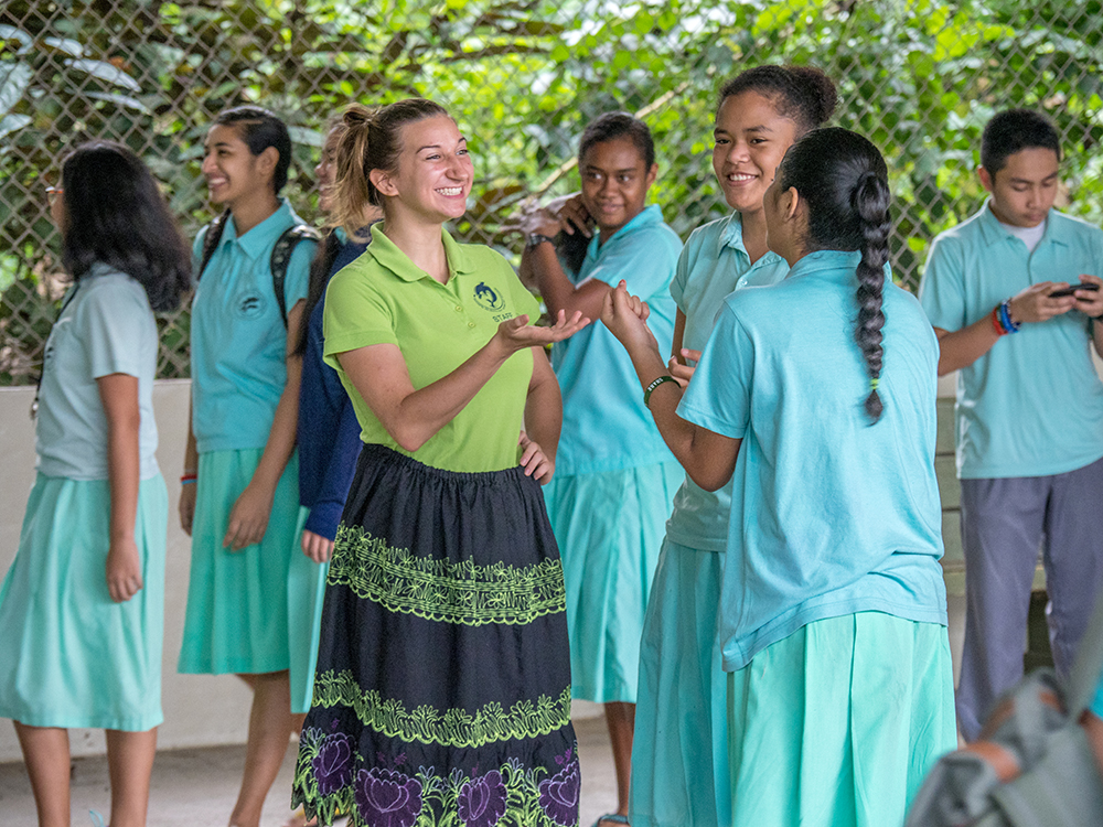 Lindsey Crumley in Pohnpei School gym