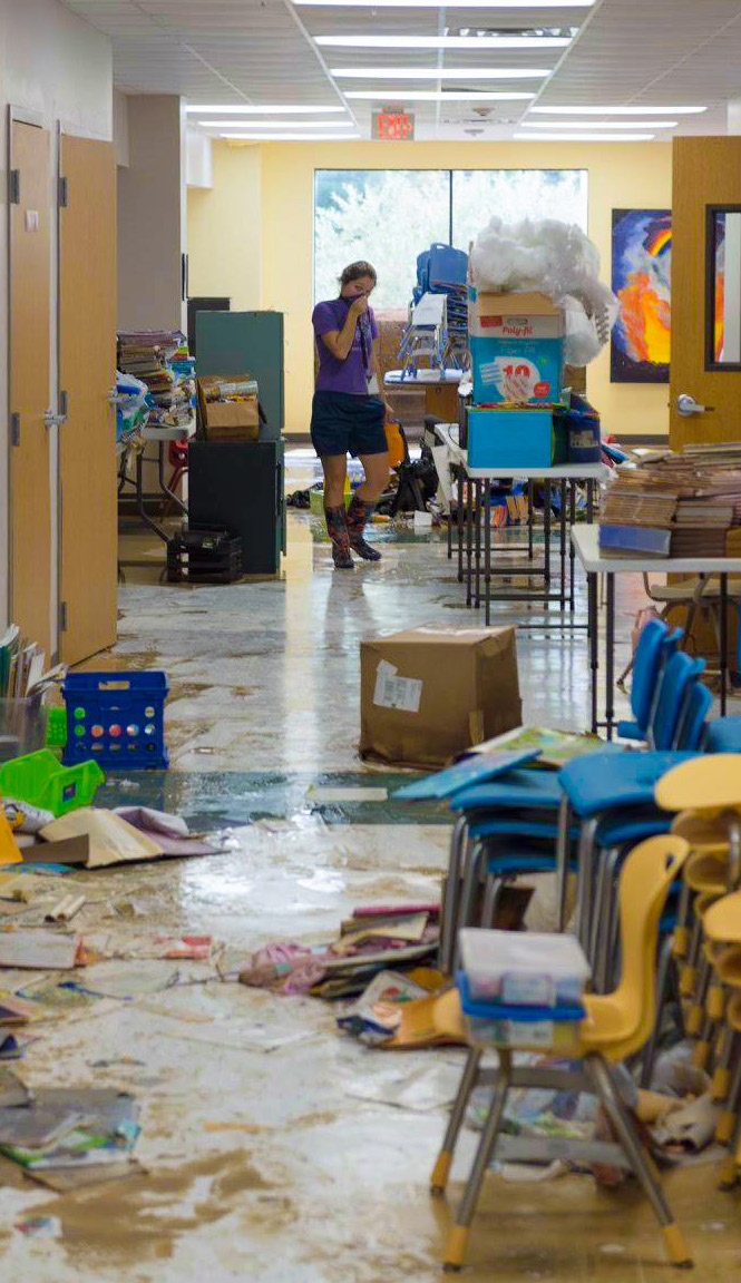 Oaks School flood damage after Hurricane Harvey