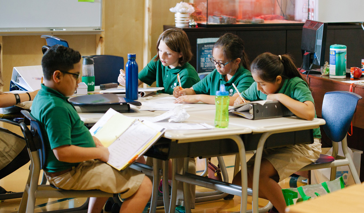 Oaks School students in renovated classroom