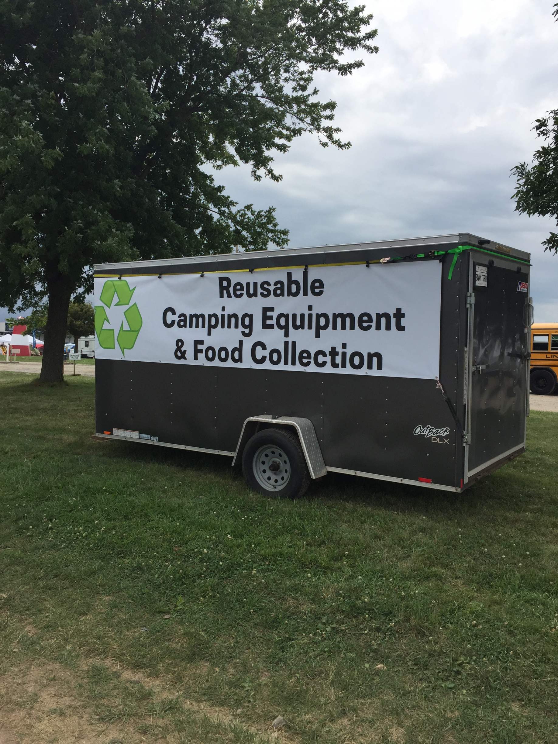 Organizers set up this trailer to collect donated items, including sleeping bags, tents, chairs, and food at the conclusion of the 2019 Pathfinder camporee. Photo provided by Lake Union Herald
