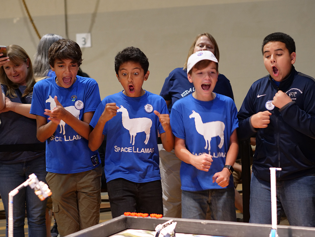 Adventist robotics boys in blue team