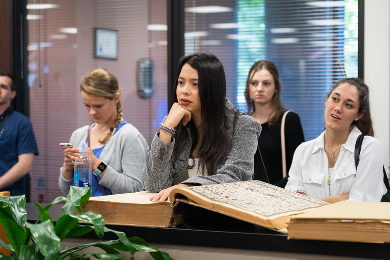 College students and communication professionals tour the Albuquerque Journal newspaper on Oct. 17, 2019. Photo by Mylon Medley