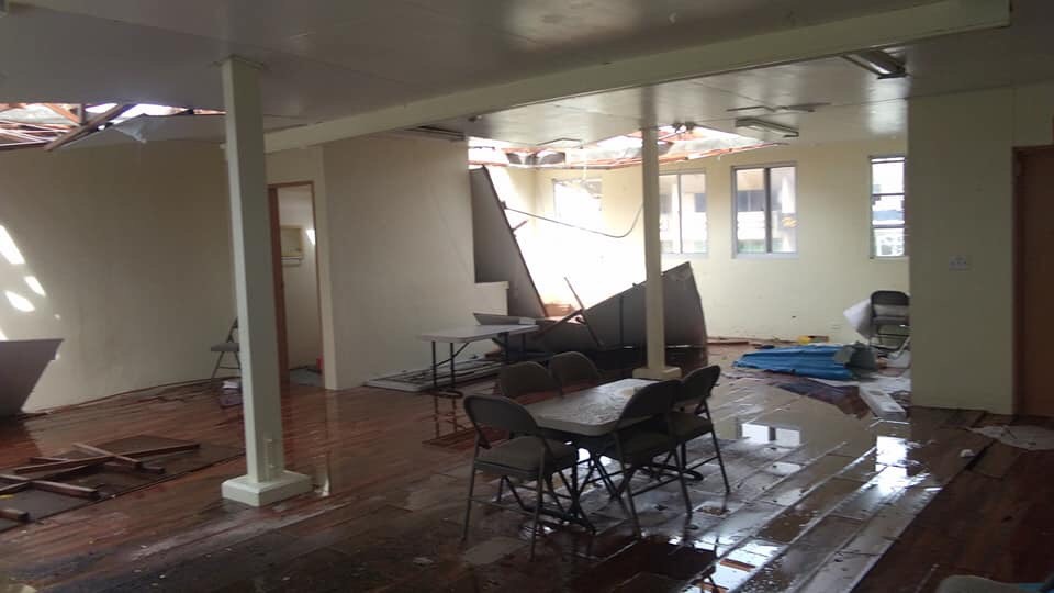 The San Antonio Seventh-day Adventist Church in Saipan, in the Northern Mariana Islands (part of the Guam-Micronesia Mission) sustains severe damage after a typhoon tears across the Pacific island. Photo provided by Eric Mahinay