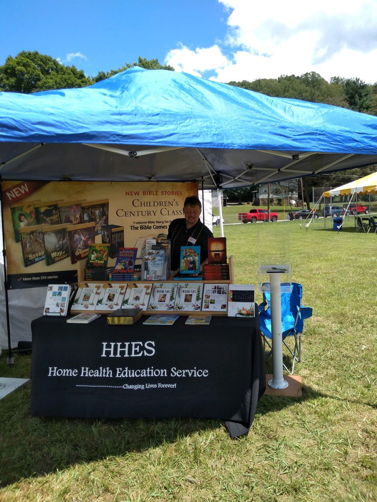 Tad Stauffer generates leads at a county fair; Stauffer, a literature evangelist, is now able to follow up on these leads.