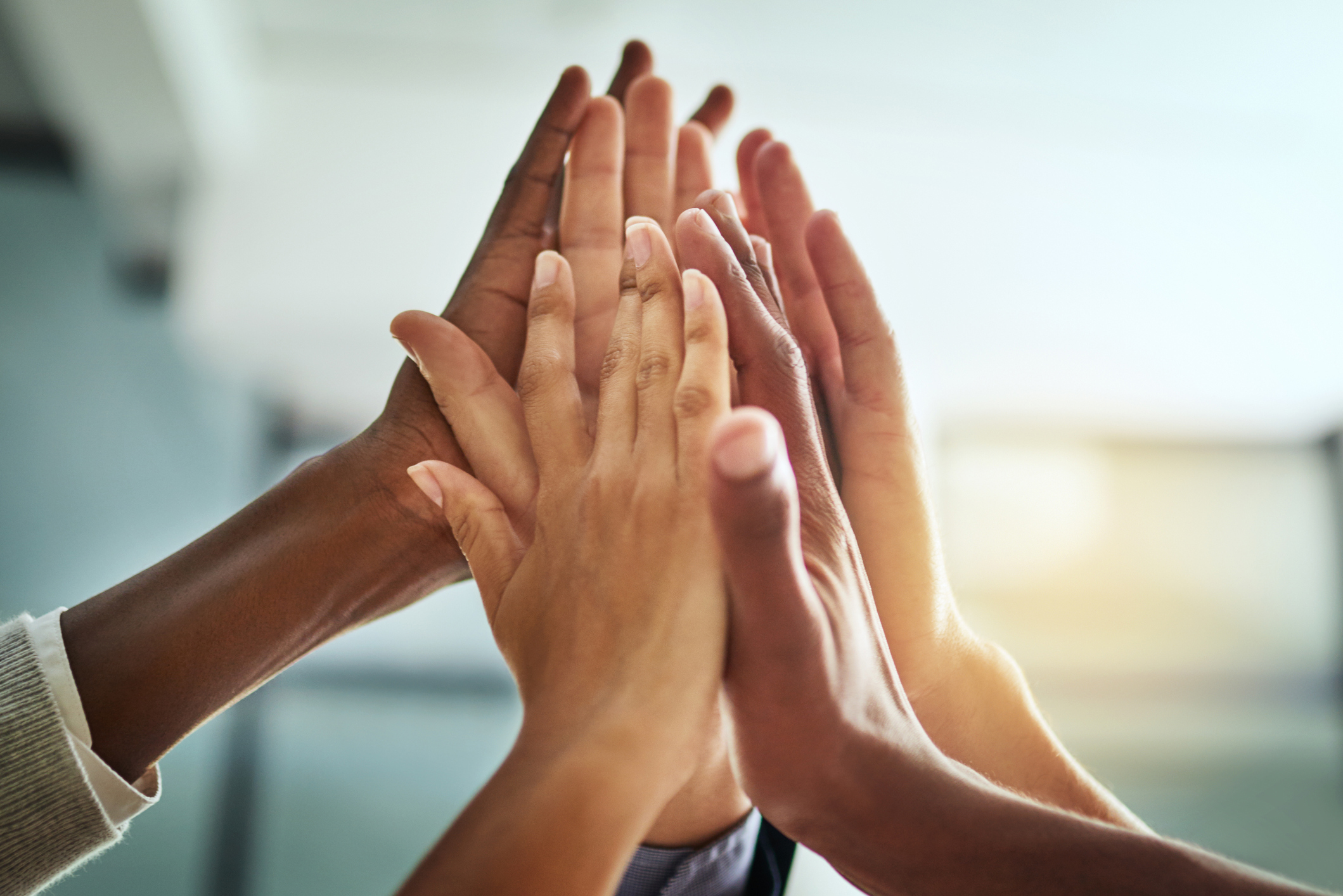 stock photo of hands in high five